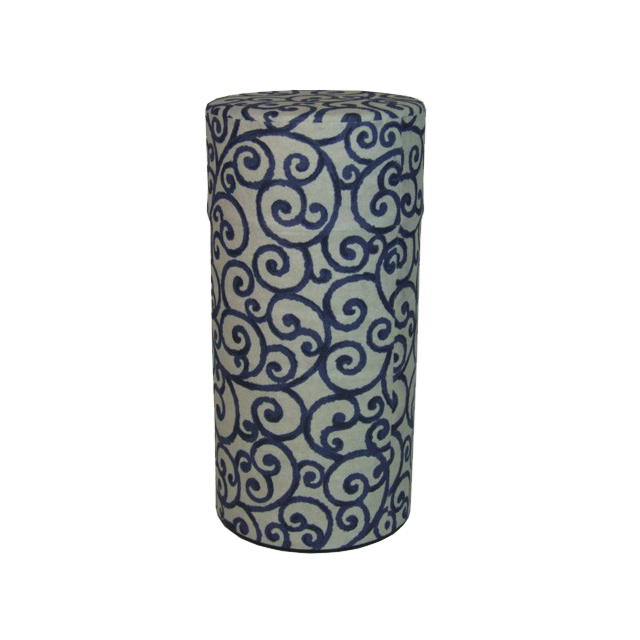 Blue and white koru tea canister