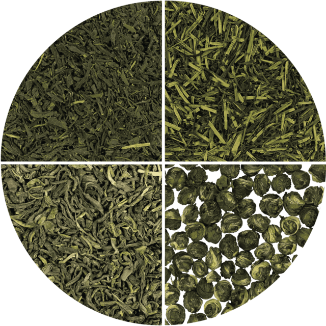 Flavoured green tea sample selection