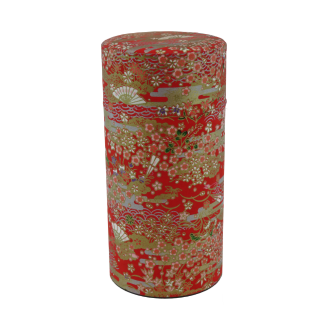 Tea Canister oriental red t leaf T