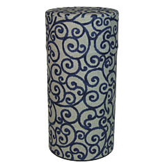 Blue and white koru tea canister